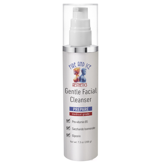 Gentle Facial Cleanser bottle with branding on a white background